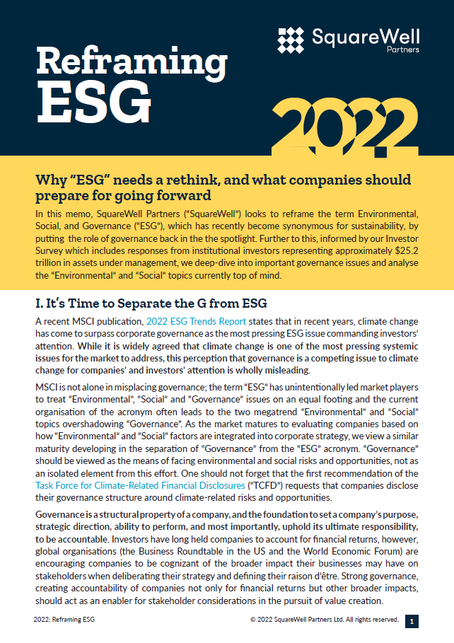 2022 - Reframing ESG - Why 
